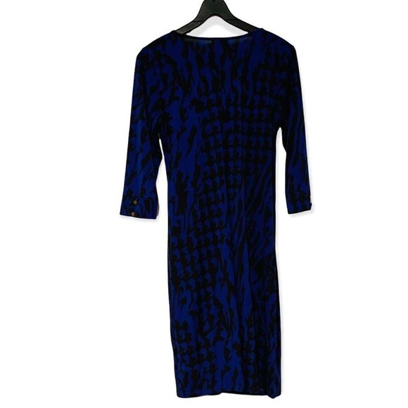 A Pea In The Pod Maternity Blue/Black Faux Wrap Dress Size Medium - Picture 3 of 7